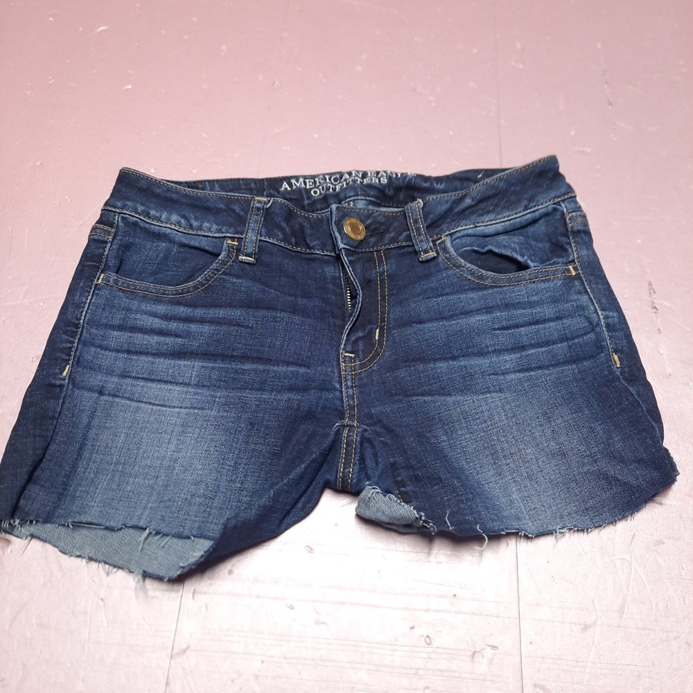 American Eagle Shorts Women 2 Blue Cut Offs‎ Denim Jean Jorts Ladies Stretch